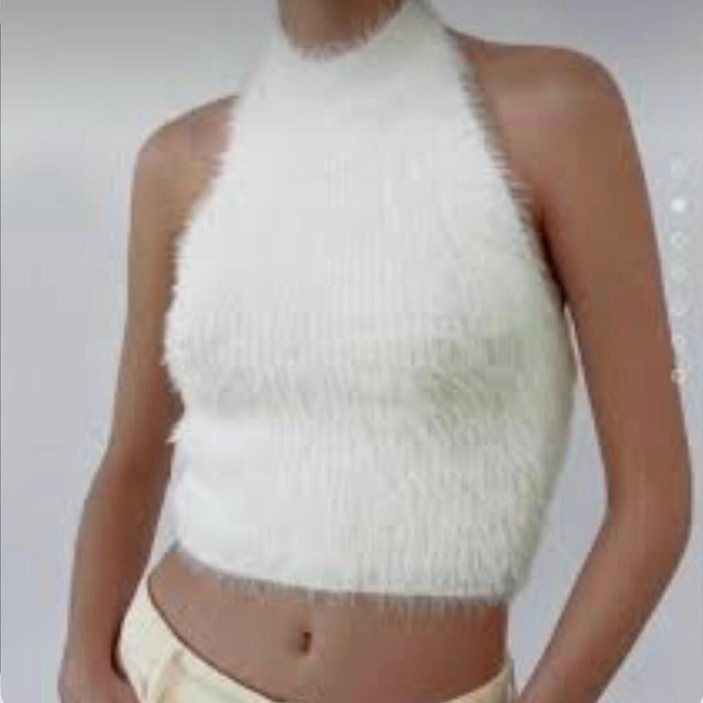 Zara faux fur halter top size S NEW